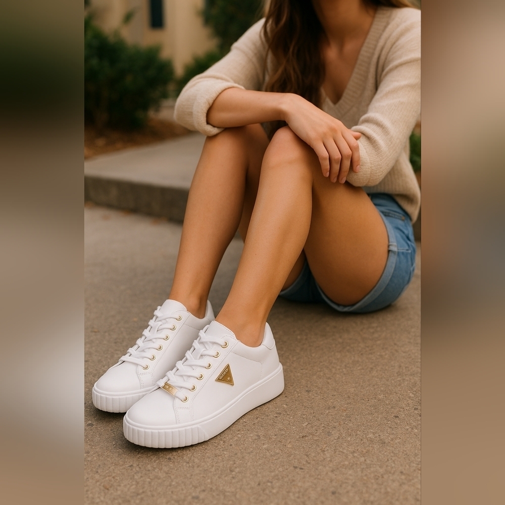 🤍 GUESS White Platform Sneakers Size 12M • Good Condition